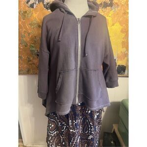 RARE Drifter Vintage Artsy Aubergine Short Swing Lagenlook Hoodie L